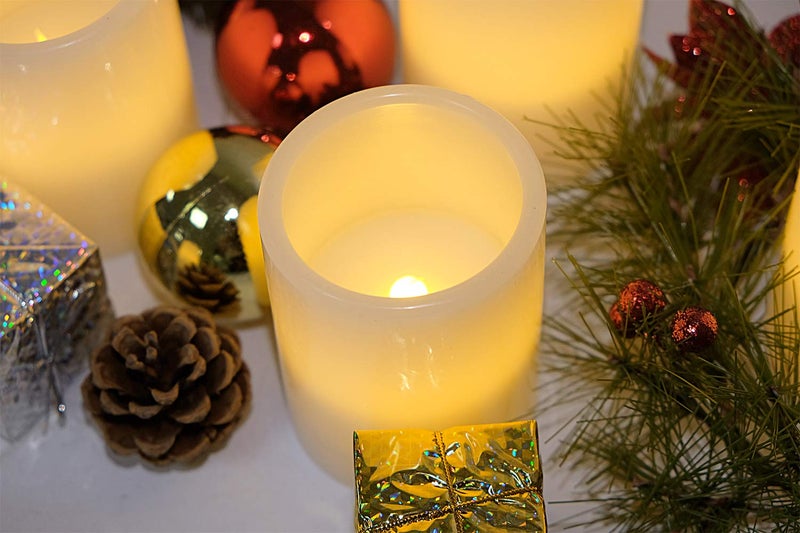 Eldnacele Flameless Flickering Candles Battery Operated Real Wax White Color with 8 Hours Timer for Christmas Home Decoration and Parties Set of 6(3"x 4", 3"x 6") - Image 5